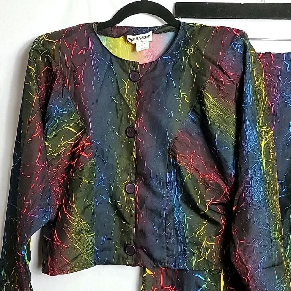 BRAVO USA.. 3 pieces.. Vintage.. pants.. dress suit.. tye dye.. rainbow..